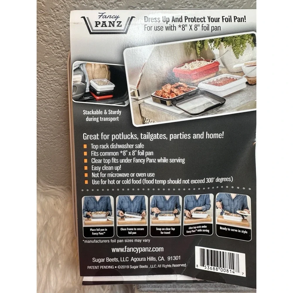$19 🌙 Fancy Panz White 8x8 Aluminum Foil Pan Carrier with Lid Made NEW